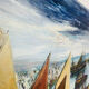 Marine painting of Géo Bory "In the port of Douarnenez"