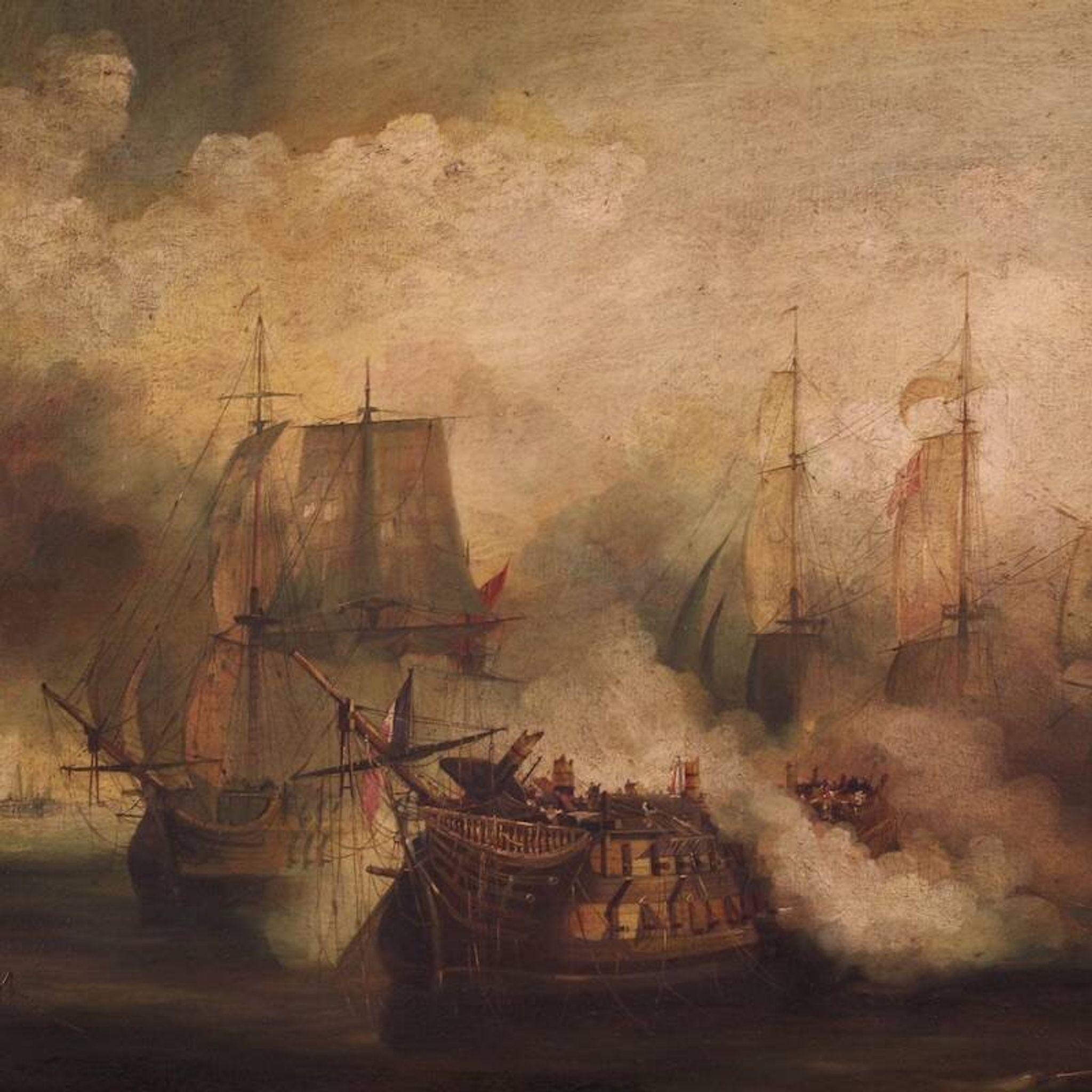 20th century French seascape painting Battle of Trafalgar