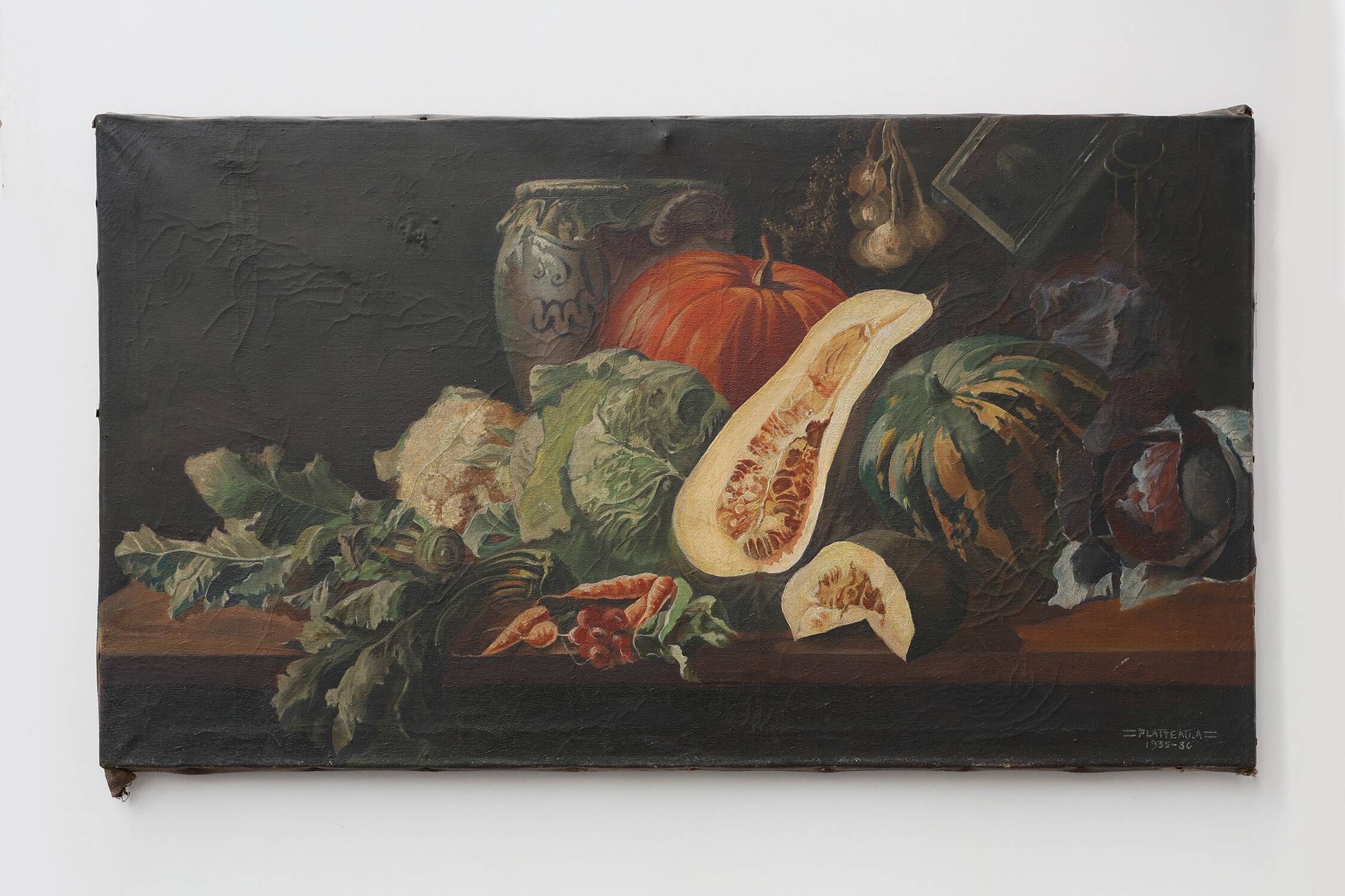 Still Life with Vegetables and Pottery by A. Platteau, Belgium, 1935–1936