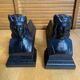 Pair of fireplace chenets raphaël man's head black cast iron vintage #e236