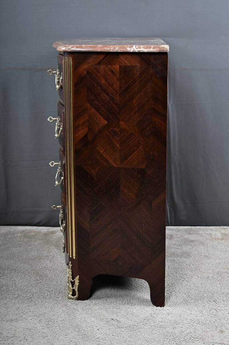 Commode en Marqueterie de Palissandre, style Régence, époque Napoléon III –