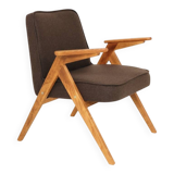 Vintage Lounge Chair Dark Cacao Wool Upholstery