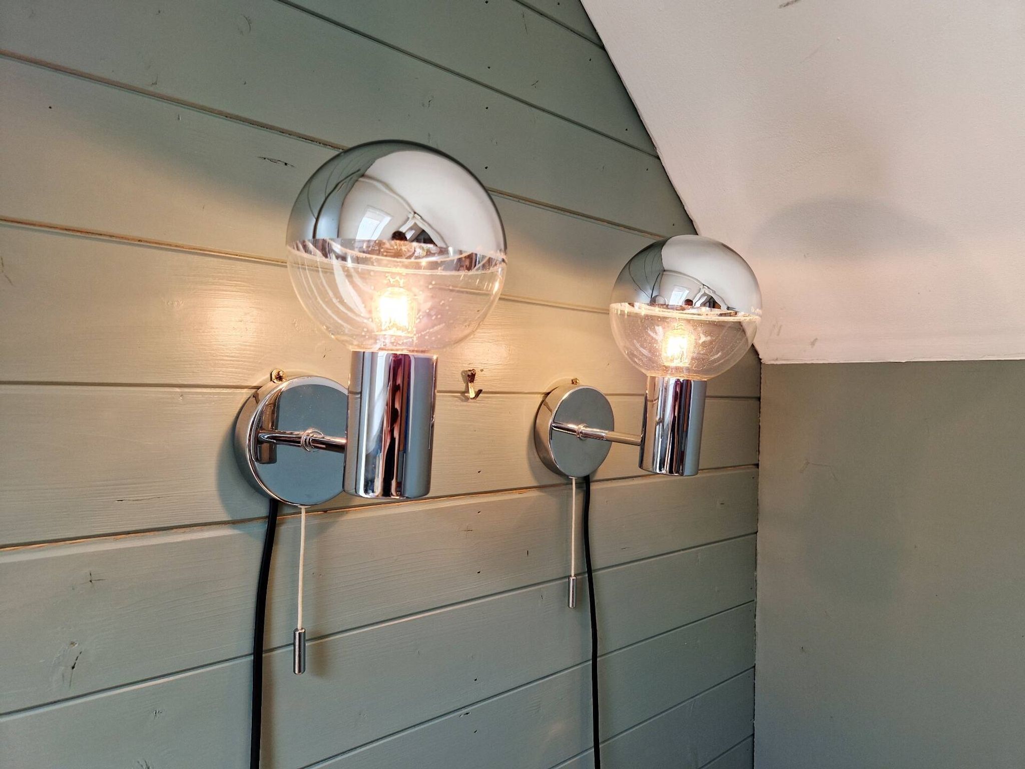 Pair of Space Age wall sconces, Motoko Ishii, Staff Leuchten, 1970