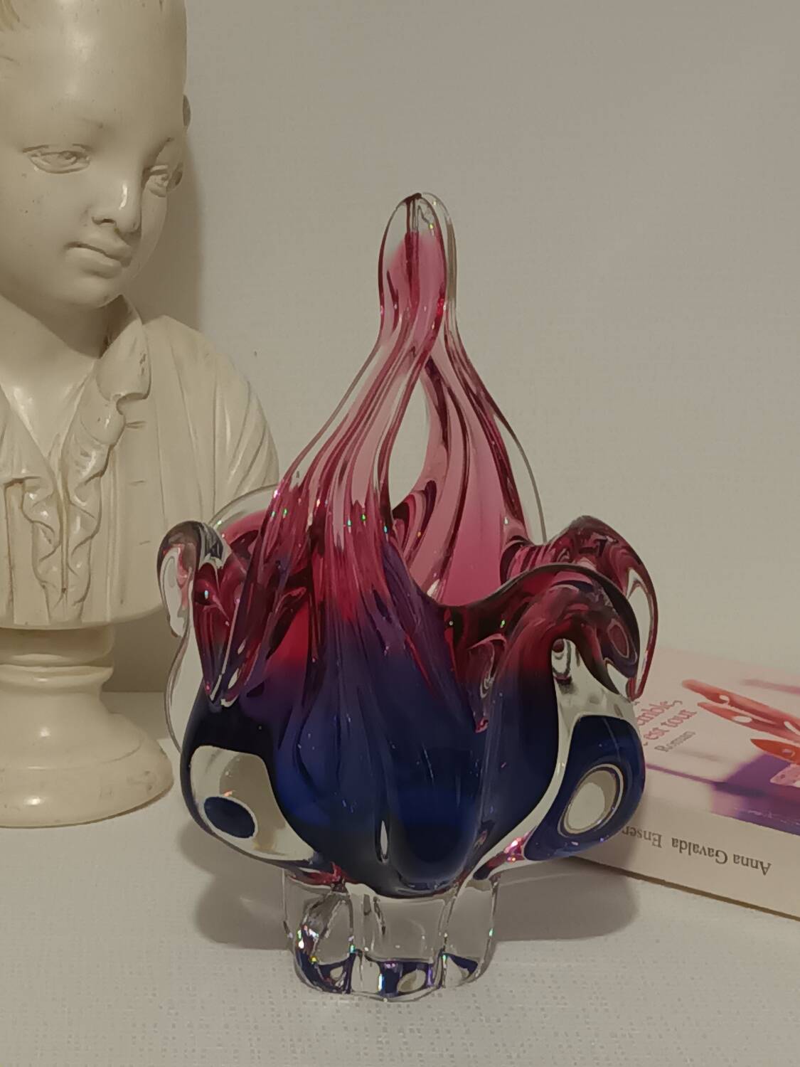 Czech Art glass trinket dish, mid-20th century