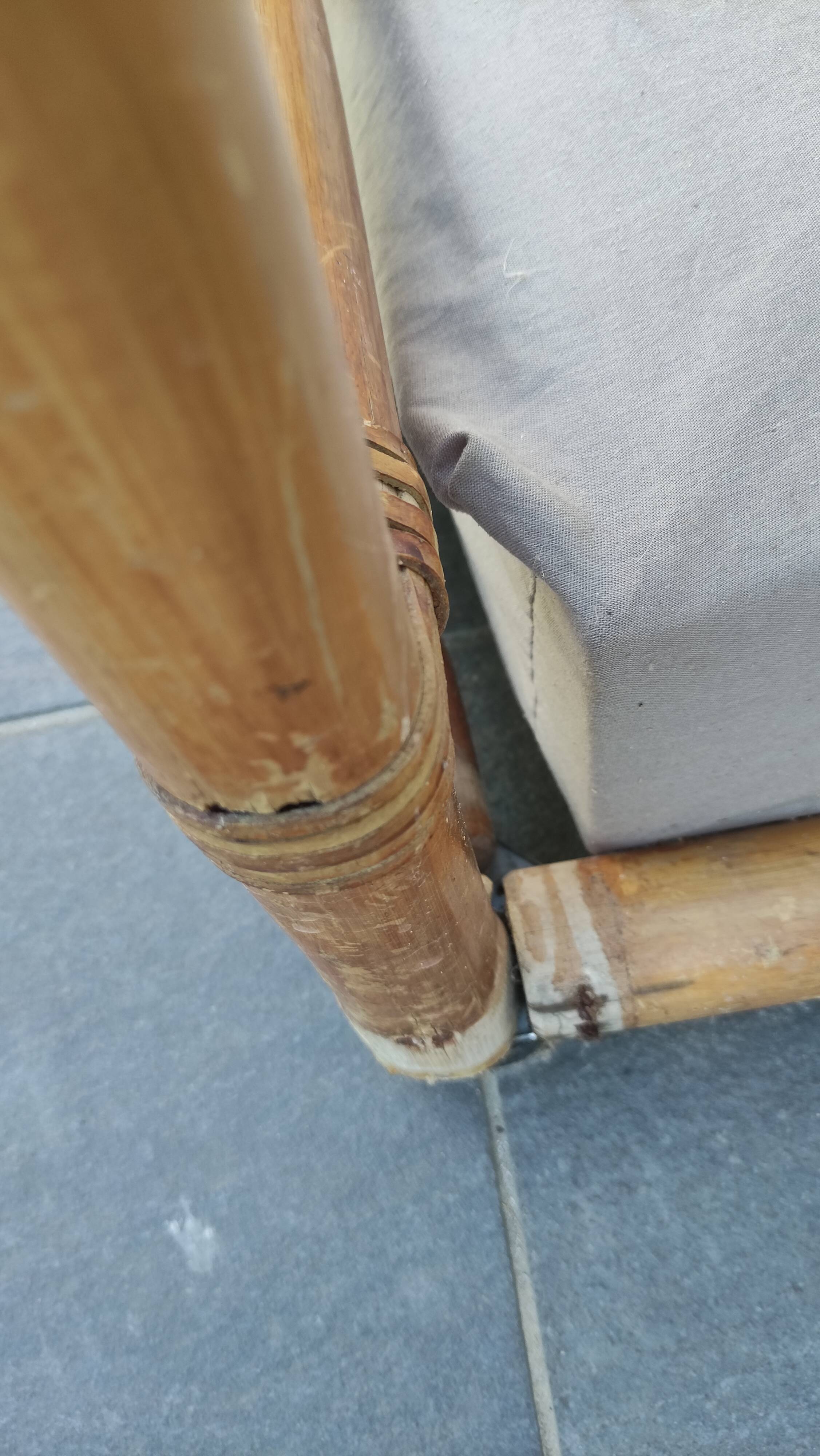 Large vintage rattan sofa bed