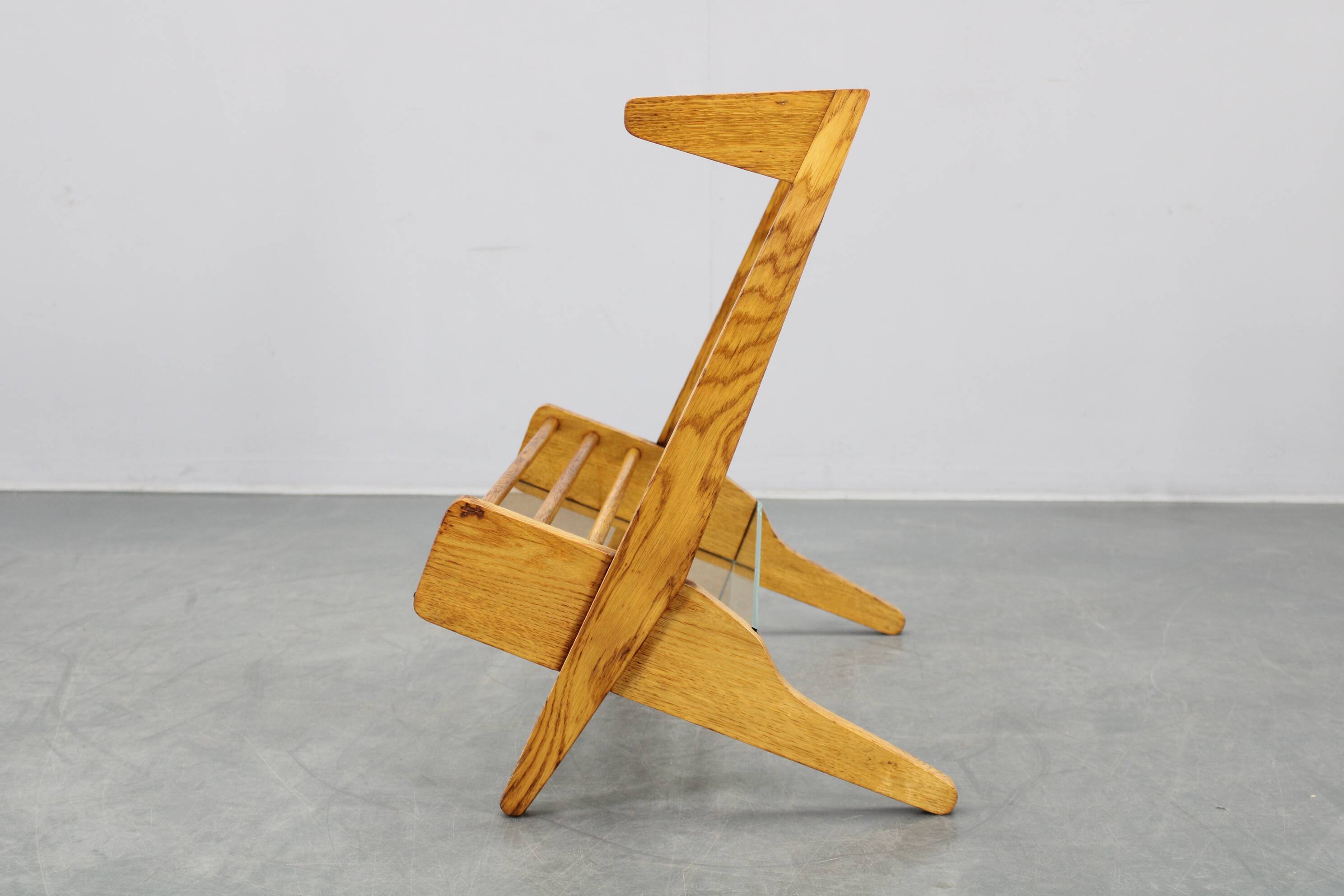 1960s Oak Book Stand Shelf / Rack by ULUV, Czechoslovakia