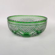 Saladier en cristal vert, première partie du XX ème siècle