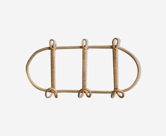 Porte-manteau en rotin cannage vintage
