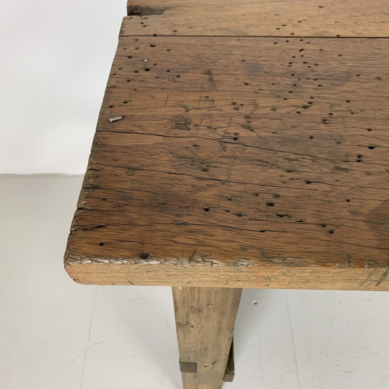 Vintage 1930s industrial work bench in mahogany and oak