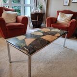 70s vintage chrome and resin coffee table