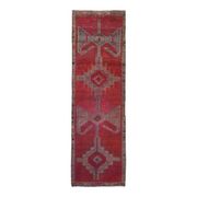 1970s Turkish Oushak Handmade Wool Cotton Red Runner Rug 83x272