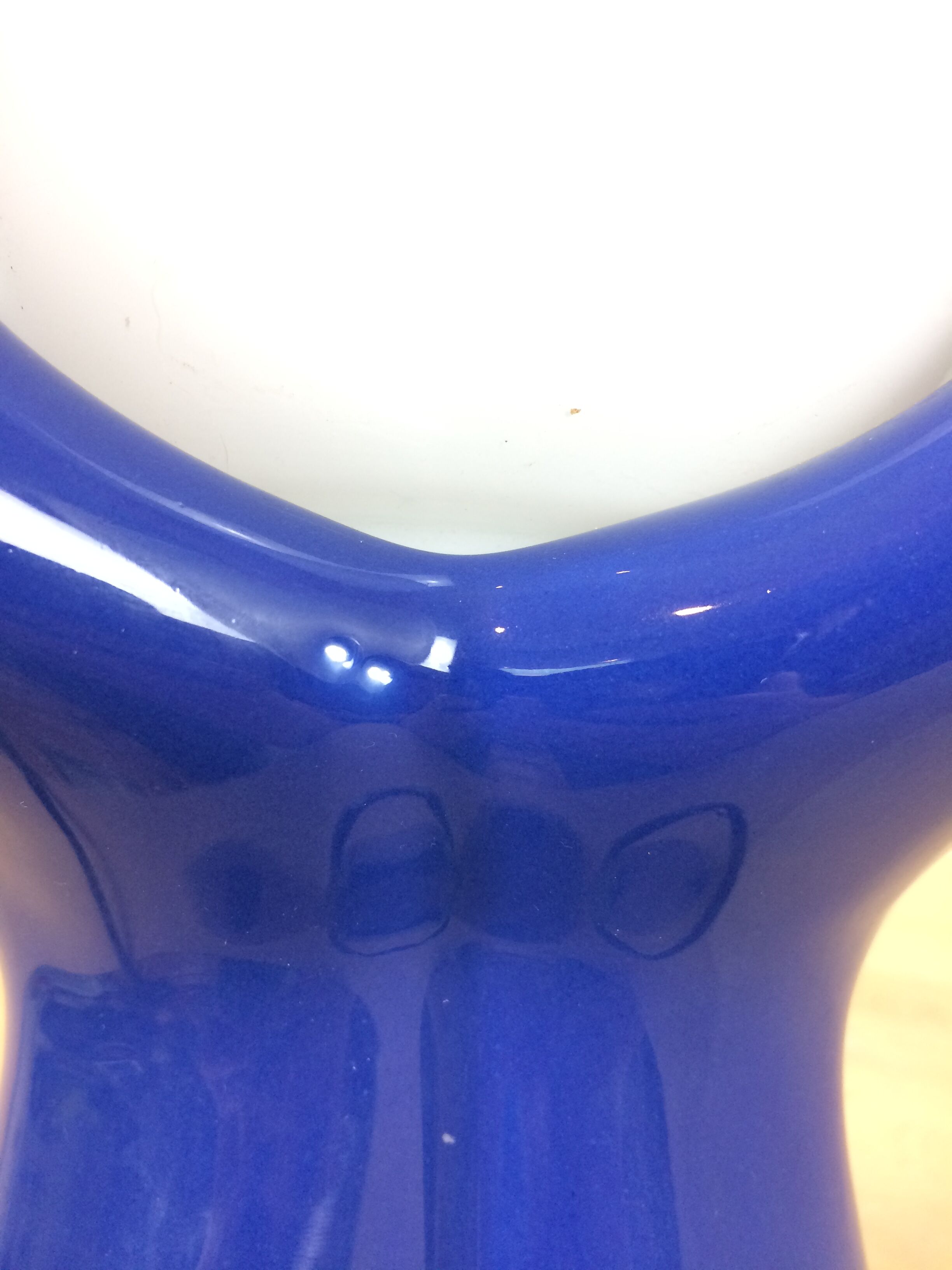 Blue ceramic hand lamp 70s and globe opaline