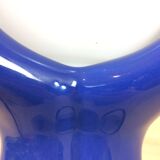 Blue ceramic hand lamp 70s and globe opaline