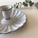 Candlestick in white enameled metal