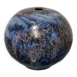 Blue ceramic Single flower vase in a round shape