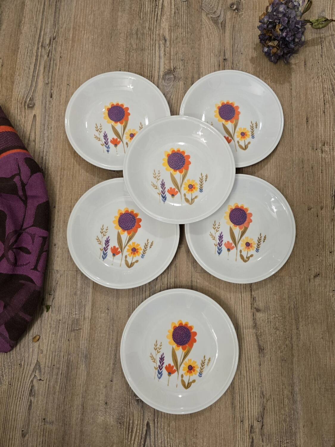6 Porcelain dessert plates Sologne 1970