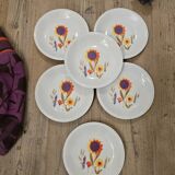 6 Assiettes dessert Porcelaine Sologne 1970