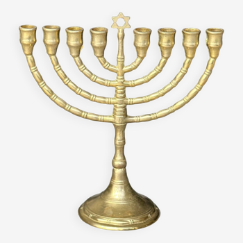 9-branched candlestick (Hanoukia) in brass.