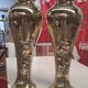 Pair of Indochina brass soap bubble blower vases