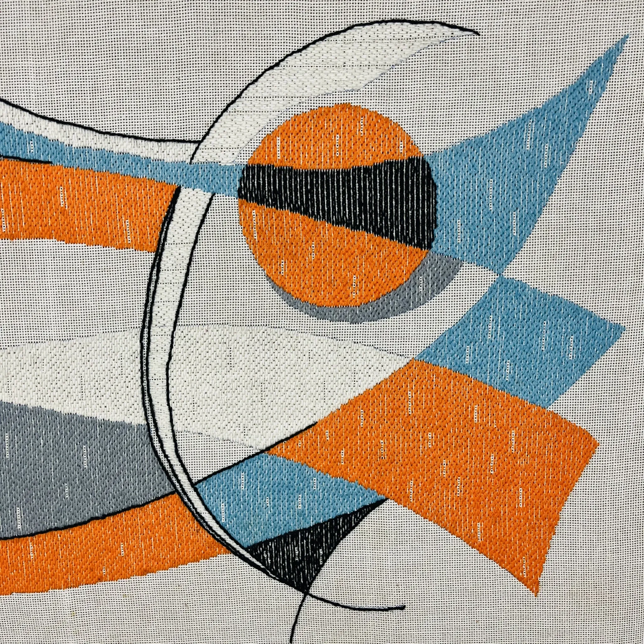 XL framed tapestry from the 60s, abstract patterns.