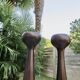Pair of large Scandinavian teak candlesticks, vintage 1960.