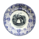 Old talking plate. Opaque from Sarreguemines. 19th century. Violet, black and white. Militaria. Love
