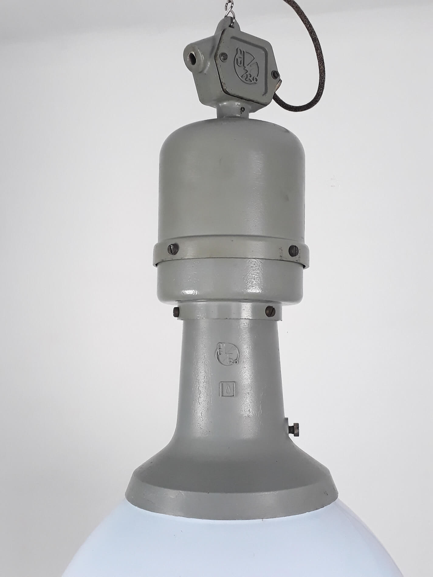 Suspension vintage en émail bleu clair de l'usine ElKo, années 1960