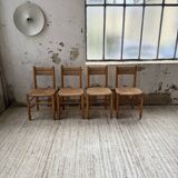 Set of 4 straw chairs circa Dordogne