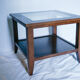 Table basse scandinave bois et verre carrée