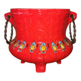 Vintage red ceramic pot cache 70s