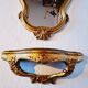 Miroir mural et console dorés de style baroque