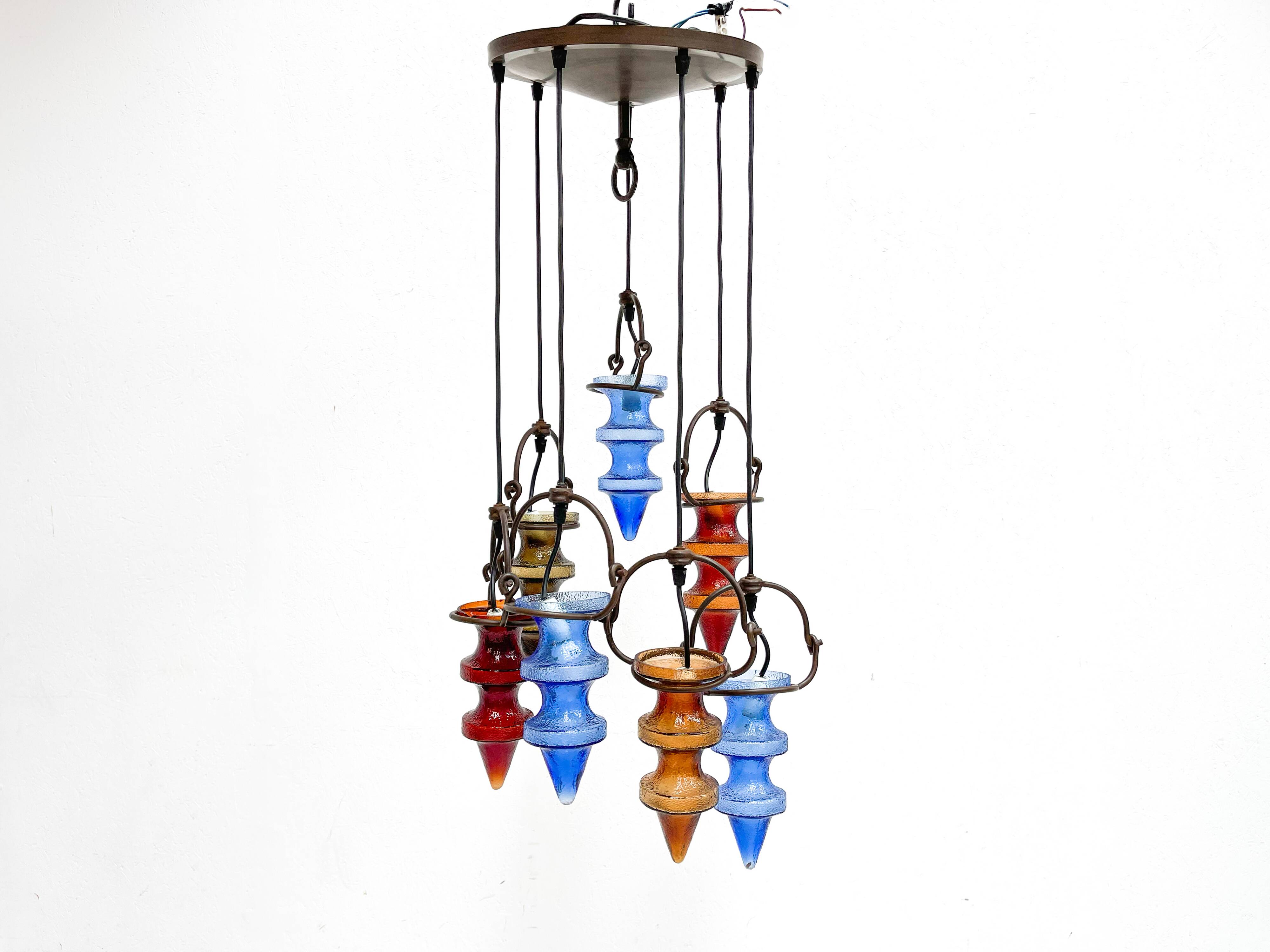 Colorful glass chandelier by Nanny Still for Massive