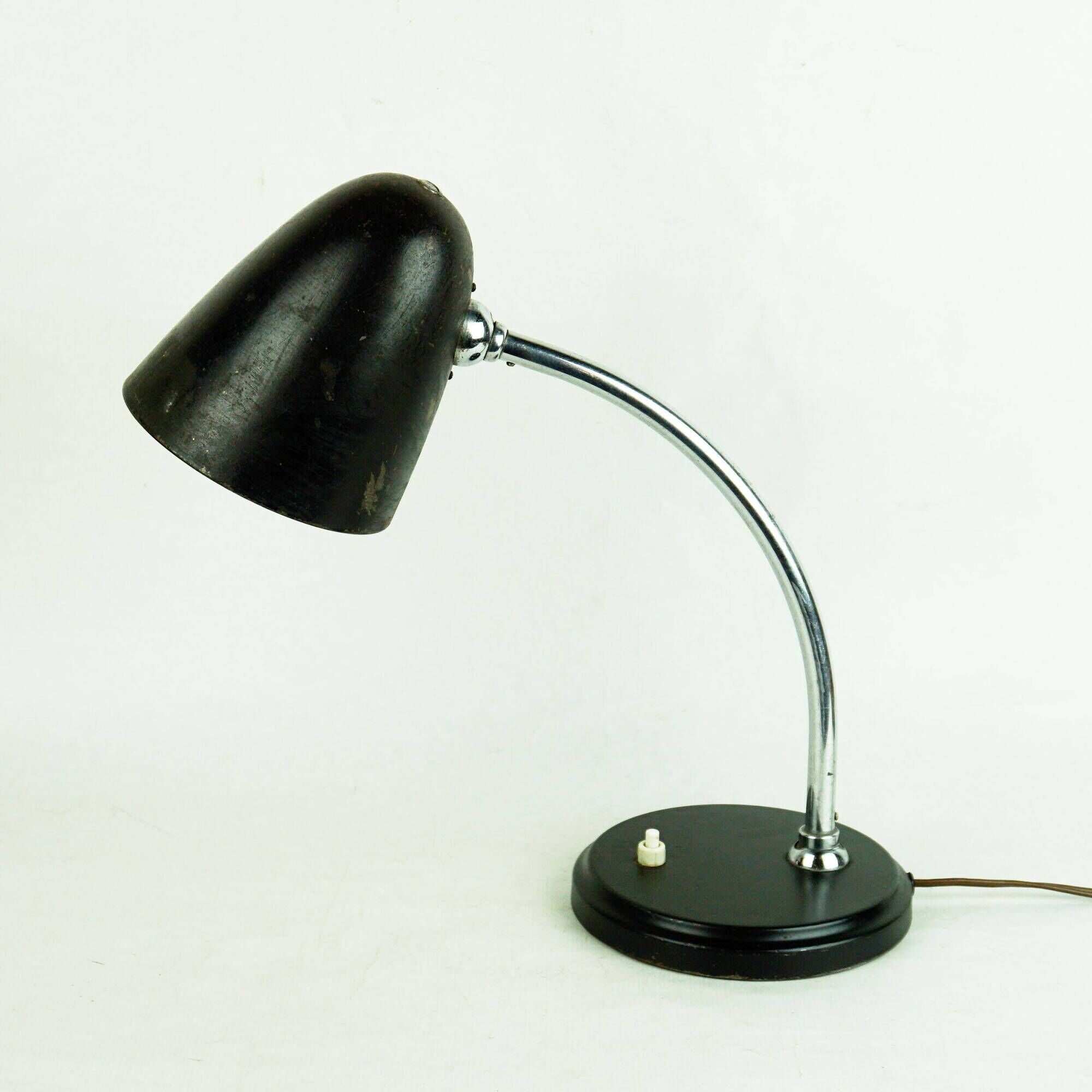 Black Table or Desk Lamp in Bauhaus or Industrial Style from the 1930s