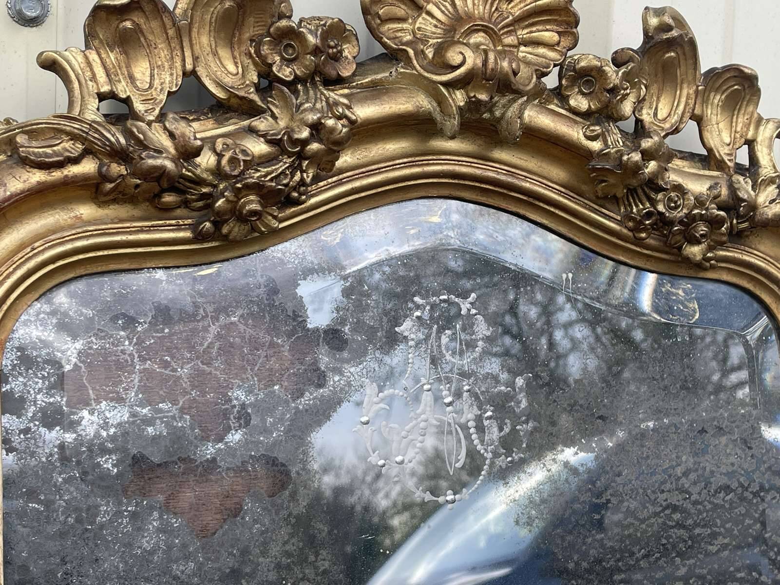 Louis XV mirror, early 19th century, restored.