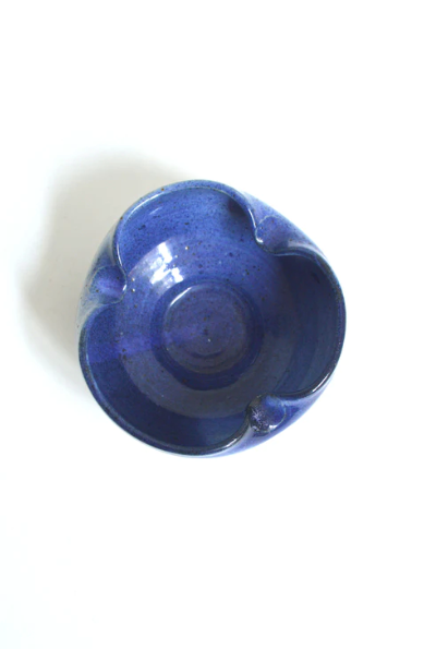 Blue ceramic ashtray