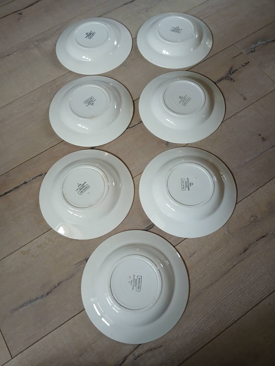6 antique soup plates from Digoin and Sarreguemines
