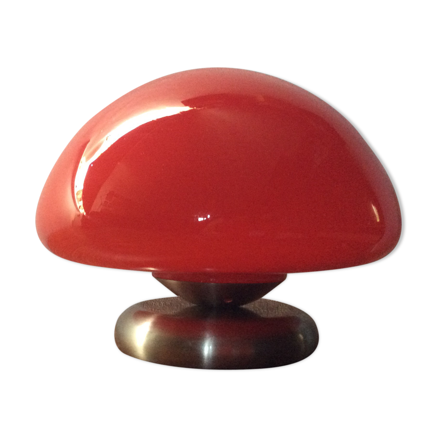 Vintage mushroom lamp in red opaline