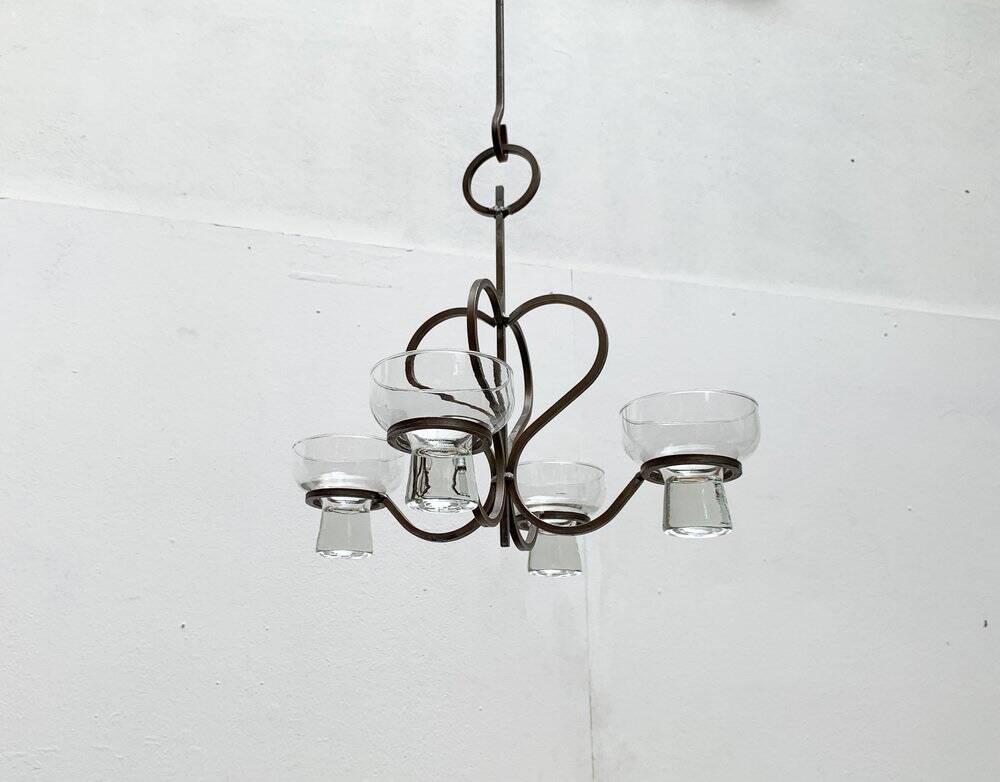 Bougeoir danois en métal et verre du milieu du siècle, années 1960