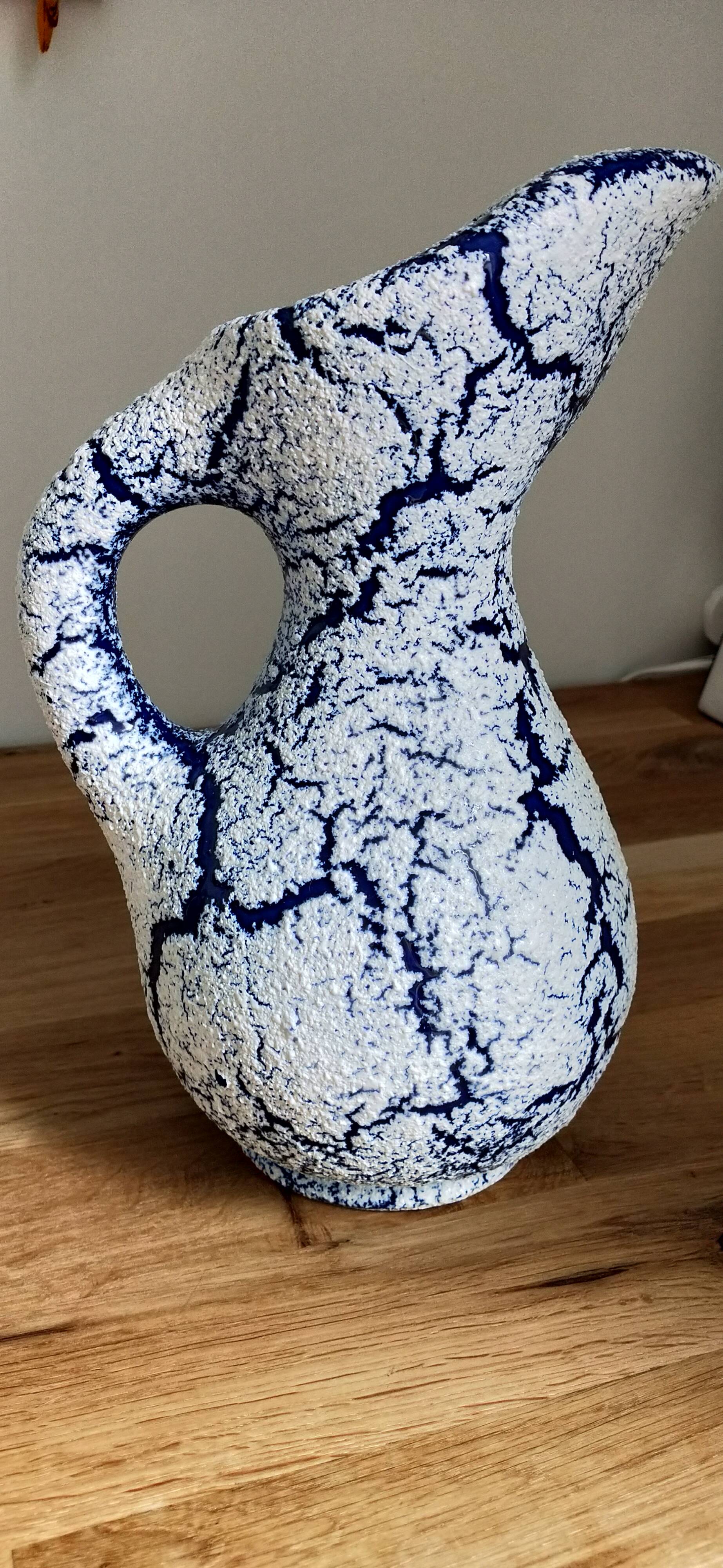 Fat lava blue pitcher Vallauris