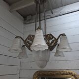 1930s Art Deco bronze chandelier