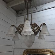1930s Art Deco bronze chandelier