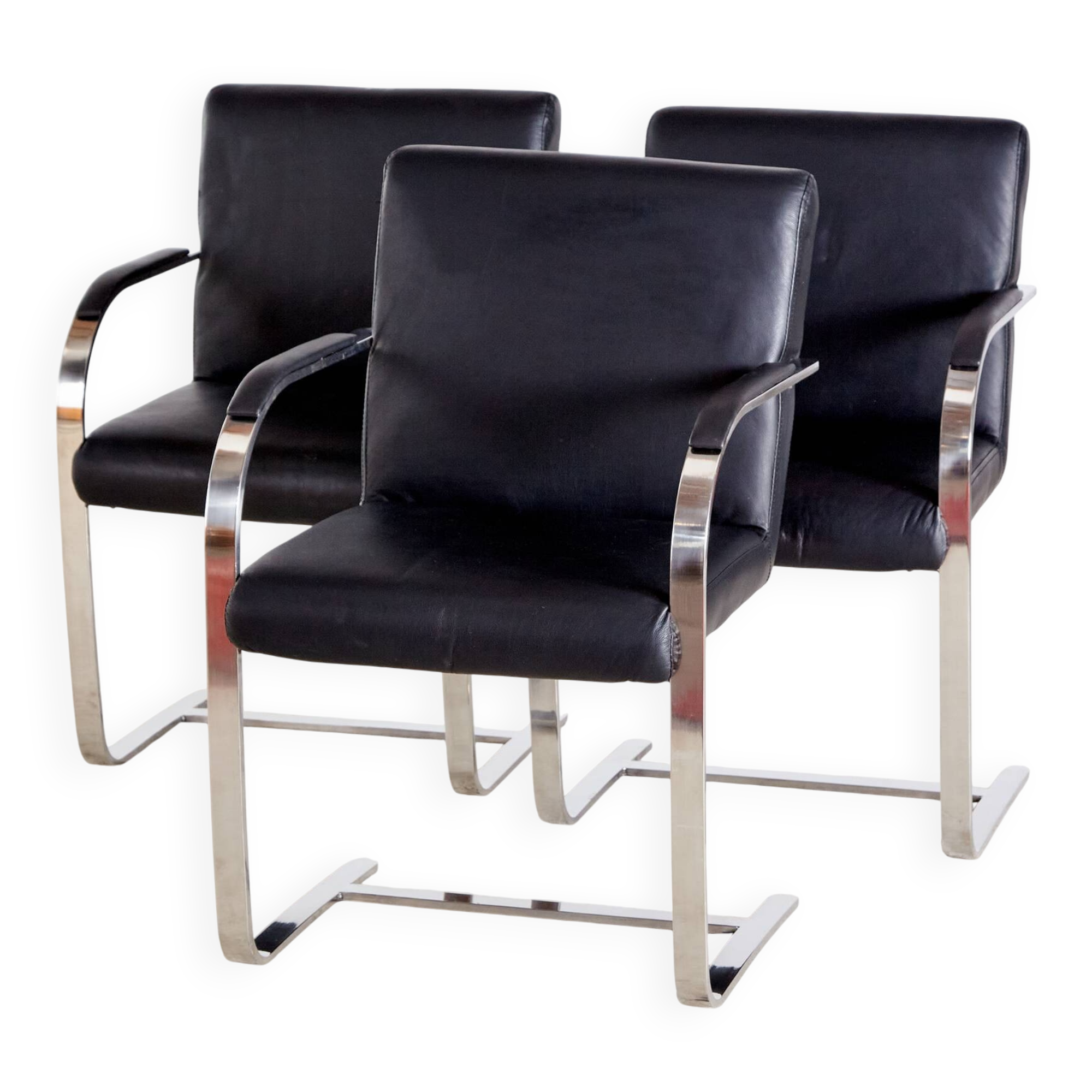 Steel armchair with leather upholstery