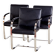 Steel armchair with leather upholstery