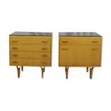 Set of vintage wooden design bedside tables