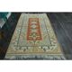 1970s Vintage Turkish Handmade Wool & Cotton Orange Area Rug 156x253