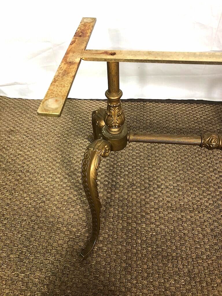 Classic brass-style coffee table and marble tray