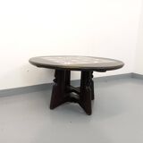 Table basse ronde modulable Guillerme et Chambron en chêne massif céramique