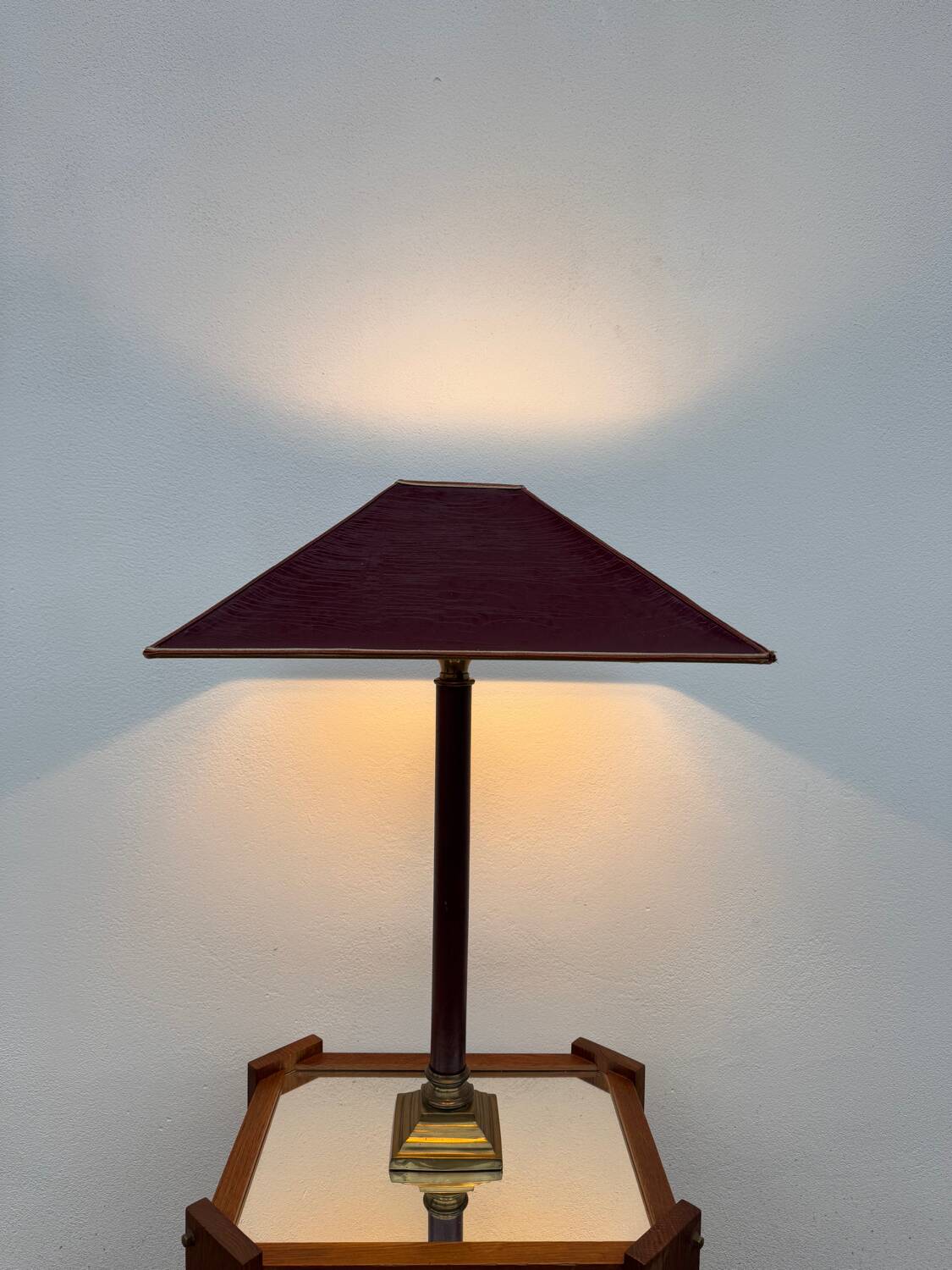 Large teak and bronze lamp from the 1970s