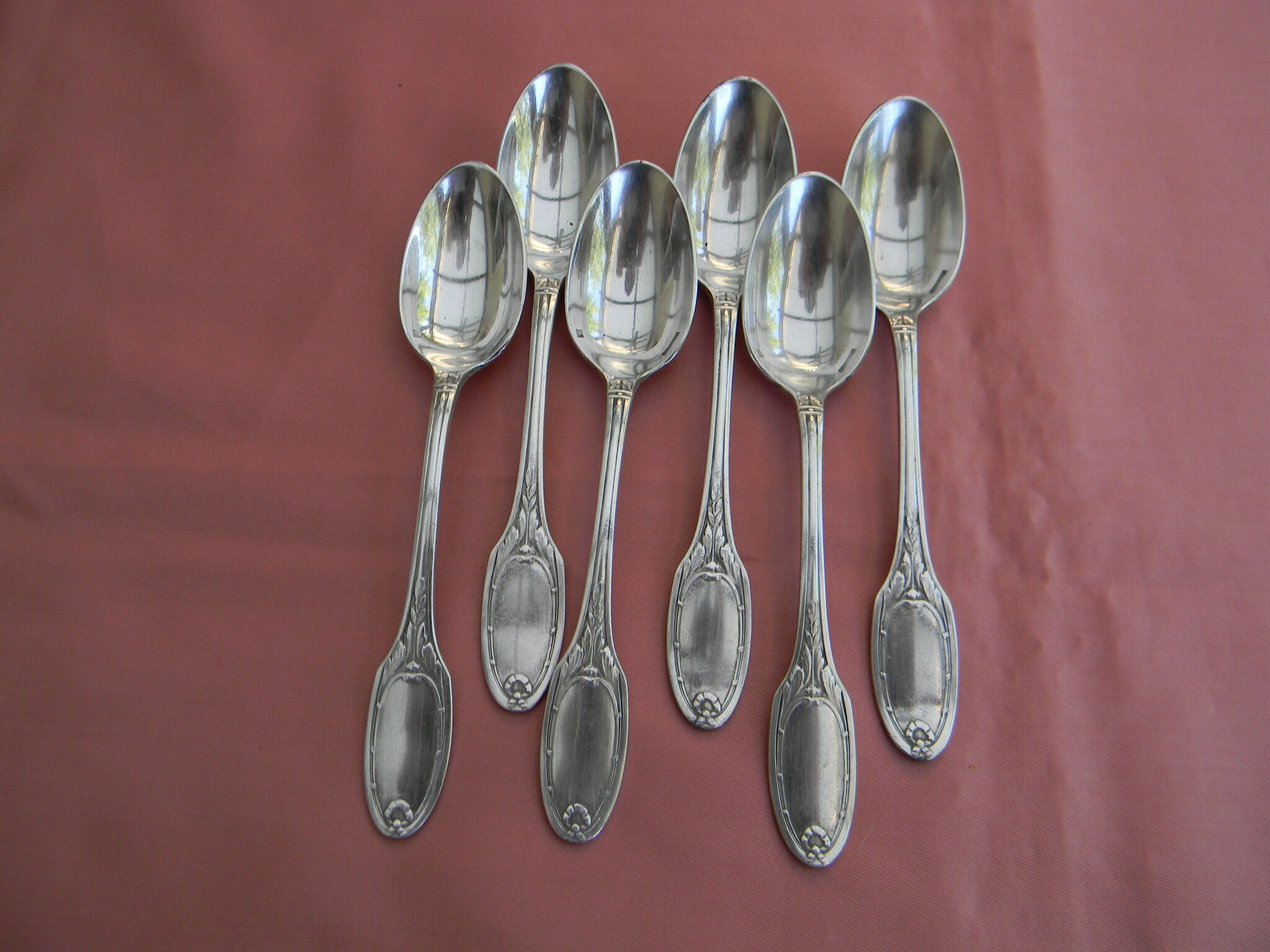 Set of 6 mocha spoons in silver metal christofle
