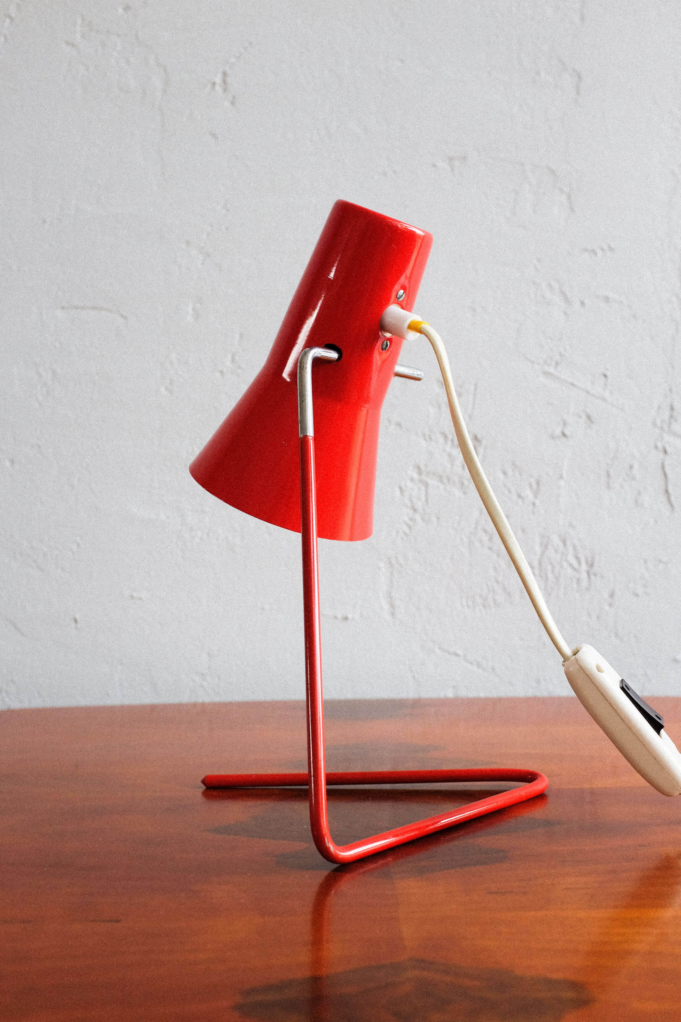 Vintage czechoslovakian red table lamp Drupol 21616, 1960s